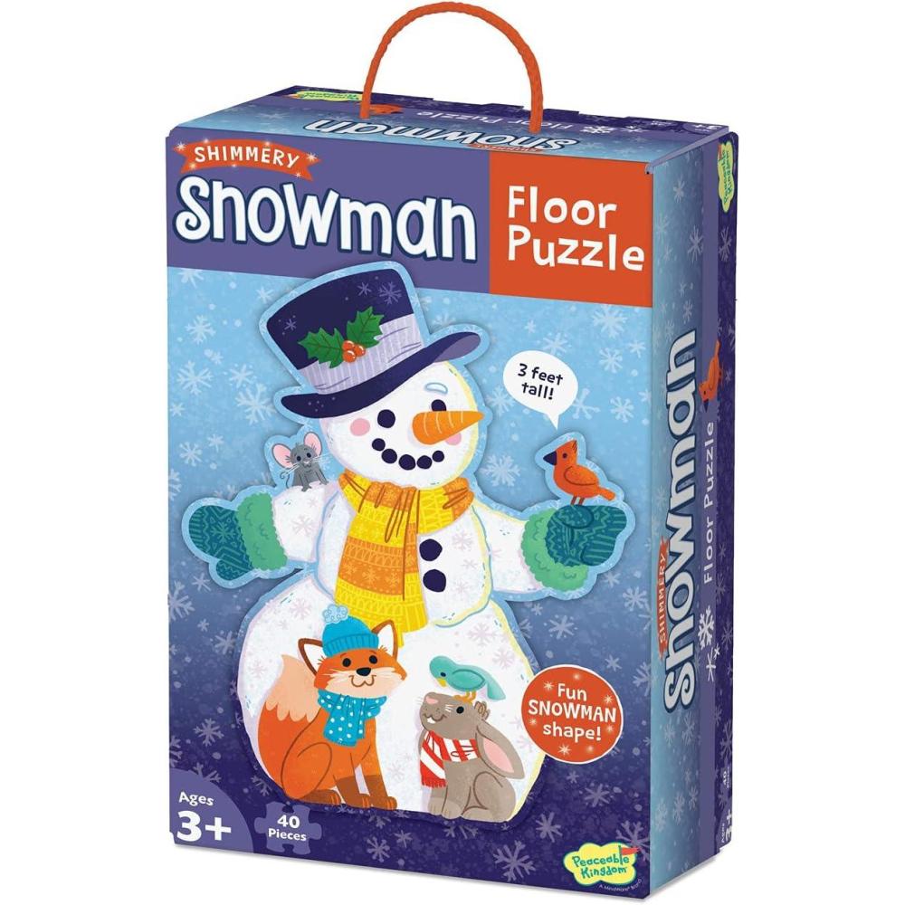 imagePeaceable Kingdom Shimmery Snowman Floor Puzzle  40Pc Jumbo Puzzle is Over 3 Feet Tall  Fun at Home or in The Classroom for Kids Ages 3 ampamp Up