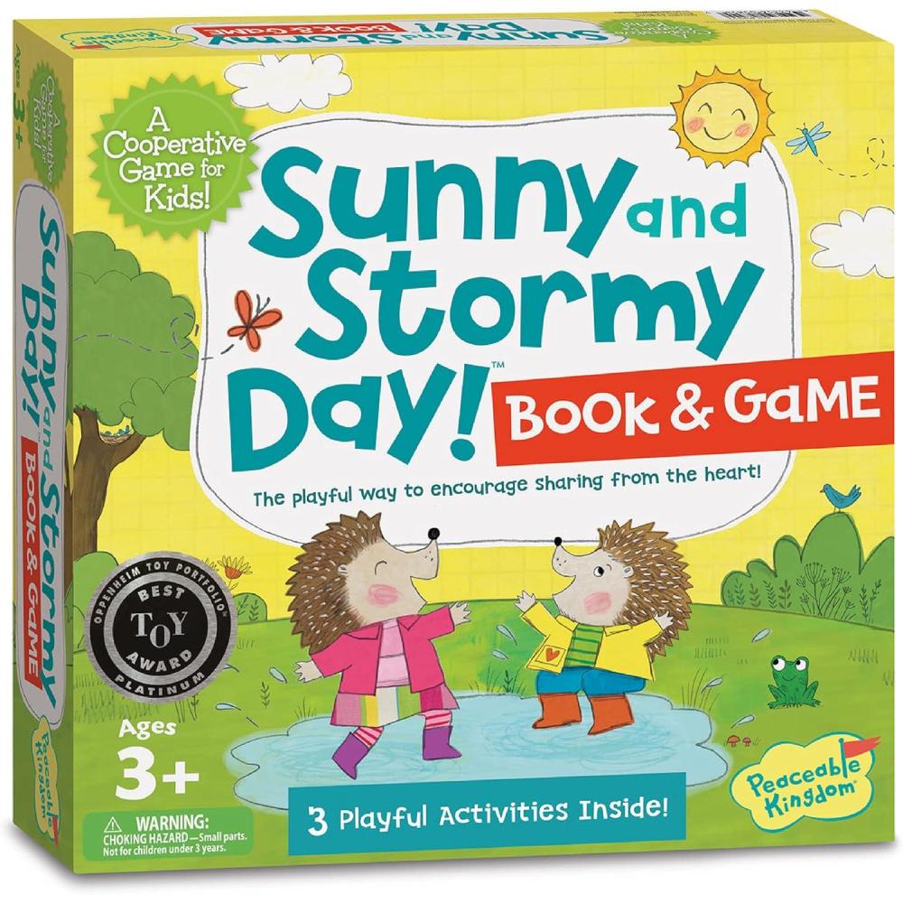 imagePeaceable Kingdom Sunny and Stormy Day Book and Game Cooperative Sharing and Emotional Learning Activity Social Skills Board Game for Kids Ages 3 and Up