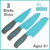 Playful Chef: Safety Knife Set for Kids – 3 Knives Plastic Blades with Serrated Edges – Safe for Little Hands, Ages 5 & up – Dishwasher Safe