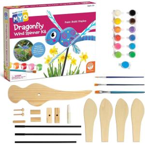 MindWare Make Your Own Dragonfly Wind Spinner Wood Craft Kit – Build & Decorate for Ages 8 & Up