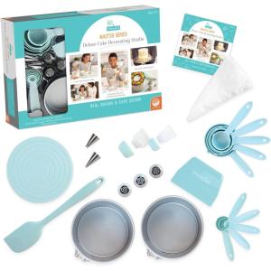 MindWare Playful Chef: Kids Cake Decorating Kit – Includes Pans, Reusable Pastry Bags, Stencils, Recipes amd More