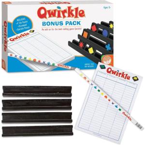 MindWare Qwirkle Bonus Pack, Board Game Expansion Accessories for 2-4 Players Ages 6+, Includes Tile Racks, Scoring Pad, and Pencil