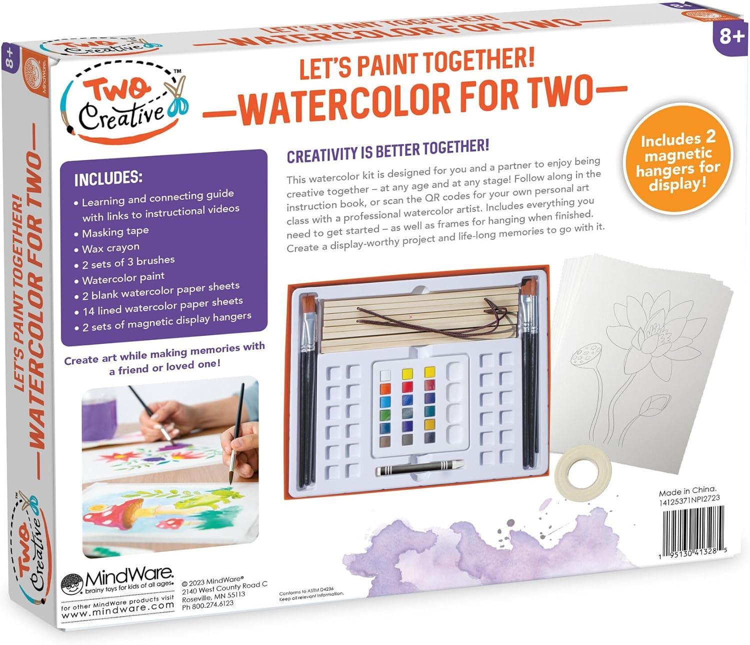 imageMindWare Creative Watercolor for Two Paint Set Guided Video Art Kit with Brushes Paints and Paper for Shared Painting Creative Art Activity for Kids Ages 8 and Up Art Gift for Kids