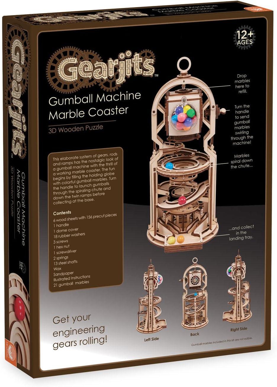 imageMindWare Gearjits Gumball Machine Marble Coaster Wooden 3D Building Puzzle for Teens ampamp Adults DIY STEM Building Toys for Kids Fun for Adults Too Ages 12 and Up