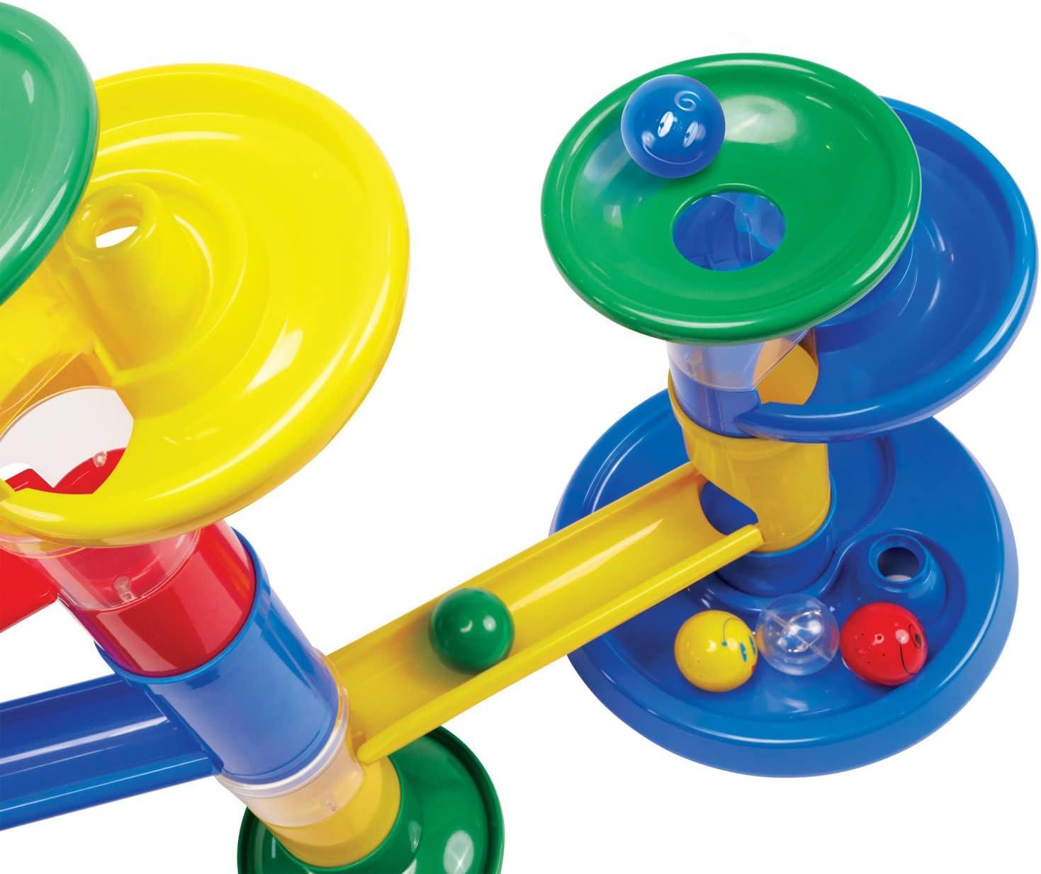 imageMindWare Junior Marble Run My First Marble Run Set Toddler Building Game Marble Maze Toddler Building Toy Set with Oversized Marble Track Pieces and 5 Giant Marbles for Kids 12 Months and Up