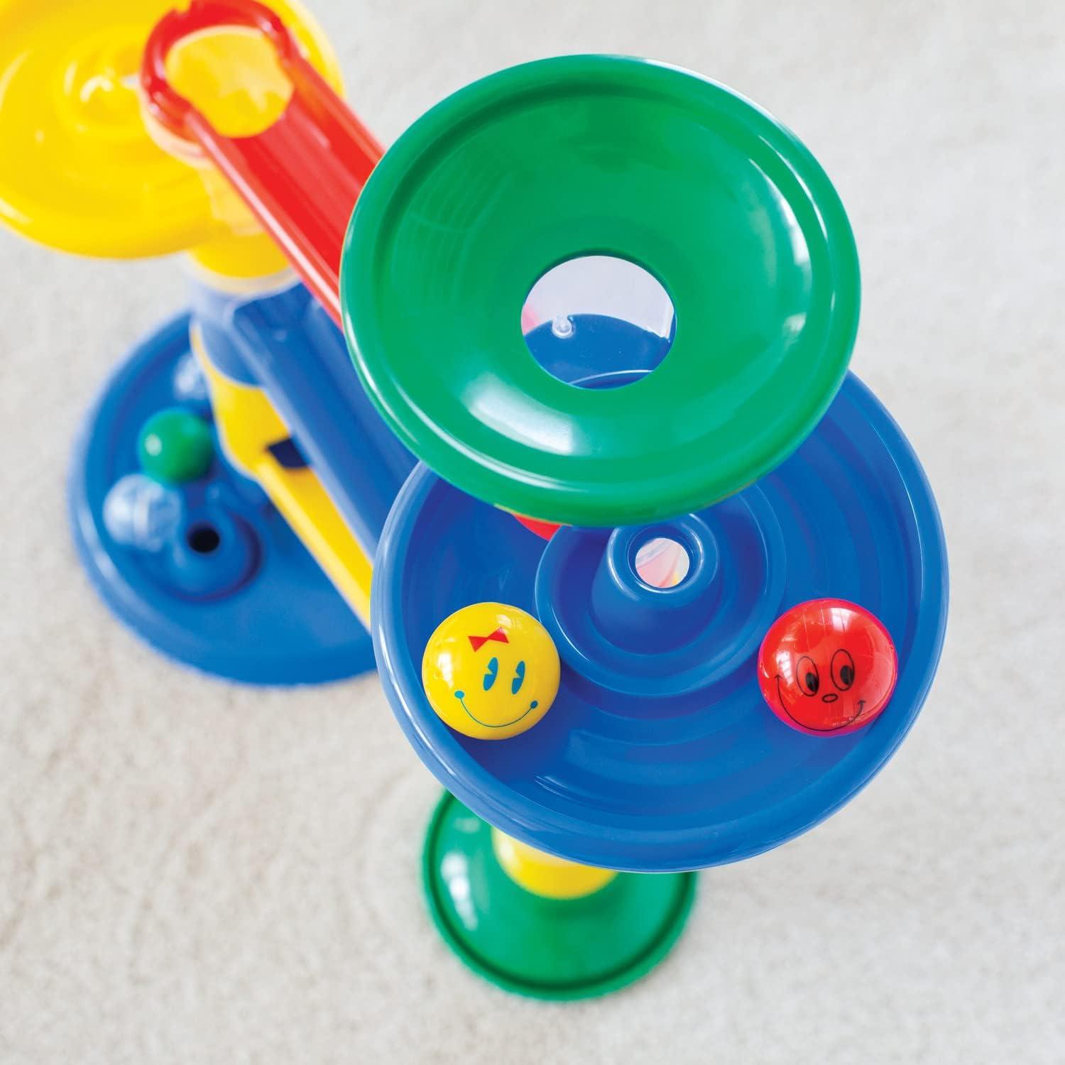 imageMindWare Junior Marble Run My First Marble Run Set Toddler Building Game Marble Maze Toddler Building Toy Set with Oversized Marble Track Pieces and 5 Giant Marbles for Kids 12 Months and Up