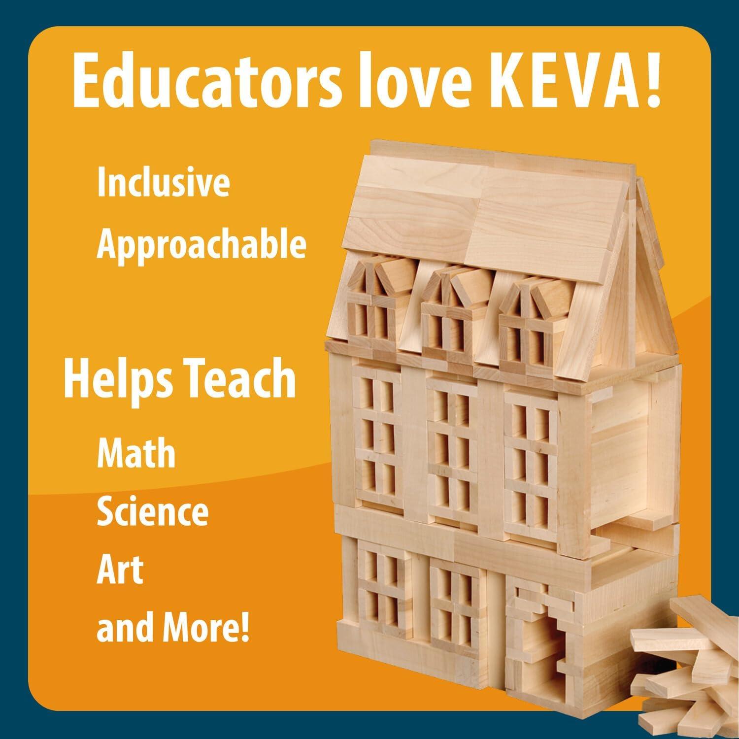 imageMindWare KEVA 400 Maple Wood Building Planks Set Building Toy Includes 400 Wooden Blocks 2 KEVA Balls and Idea Book Ages 5