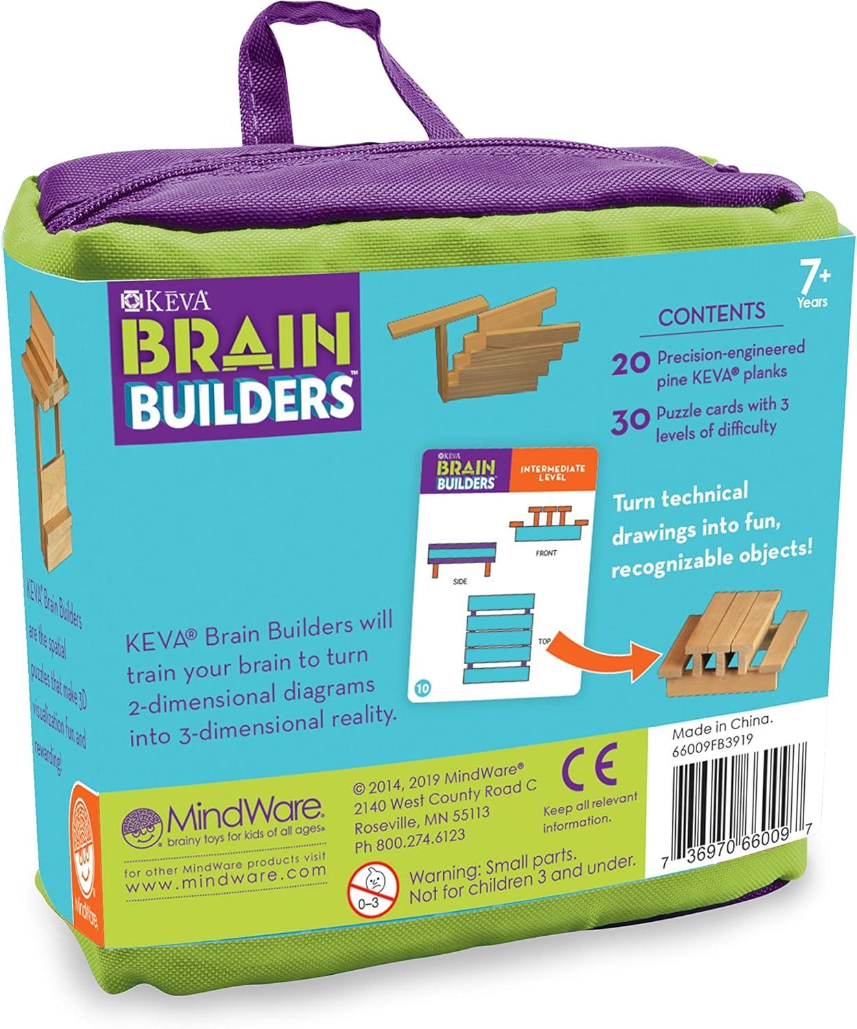 imageMindWare KEVA Brainbuilders 3D brain building STEM challenges for boys ampamp girls Try to build the image Practice spatial thinking 20 planks ampamp 30 puzzles