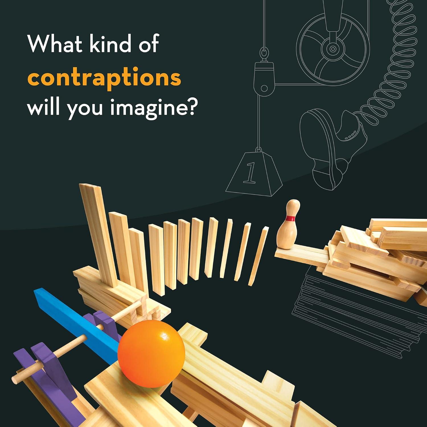imageMindWare KEVA Contraptions Reactions Planks Building Toy 178 KEVA Building Planks 191 Piece Set FreeForm Wood Building Set for Kids to Create Their Own Ball Maze Ages 7 ampamp Up