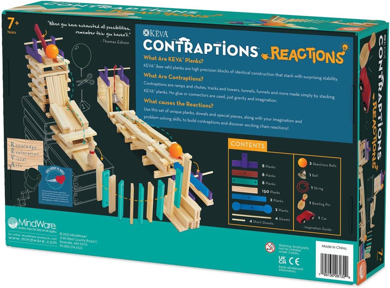 imageMindWare KEVA Contraptions Reactions Planks Building Toy 178 KEVA Building Planks 191 Piece Set FreeForm Wood Building Set for Kids to Create Their Own Ball Maze Ages 7 ampamp Up