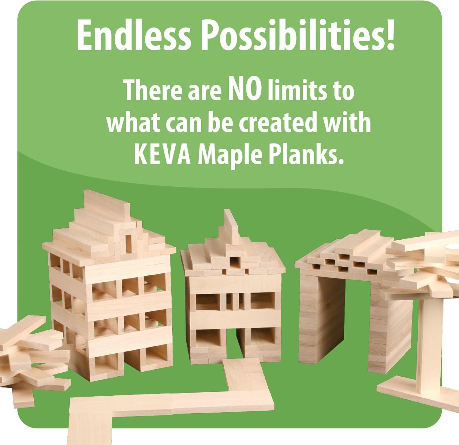 imageMindWare KEVA Maple 200 Plank Wooden Building Blocks Set FreeForm 3D Structure Building Set for Kids