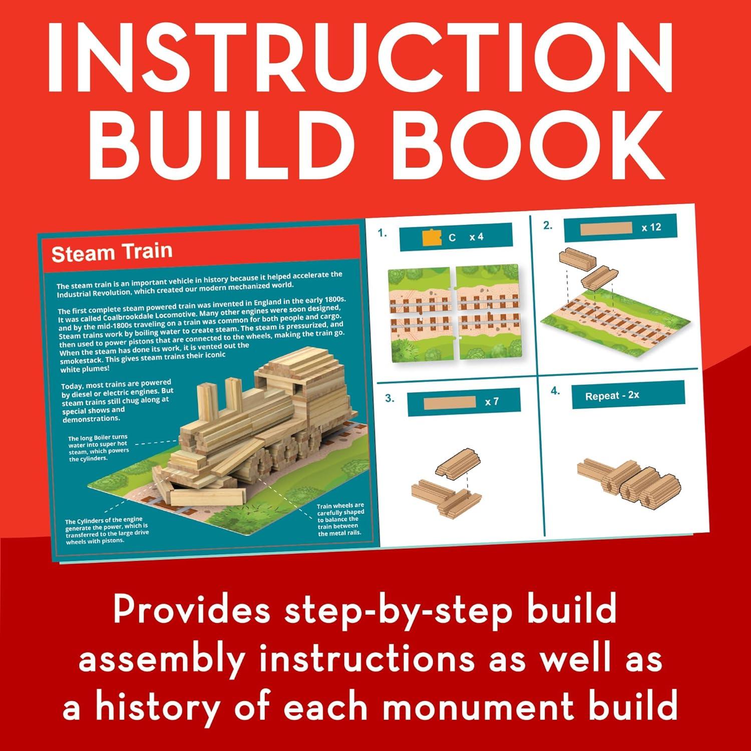 imageMindWare KEVA Models Vehicles 154 Wooden Building Planks ampamp StepbyStep Instructions to Build Iconic Vehicles
