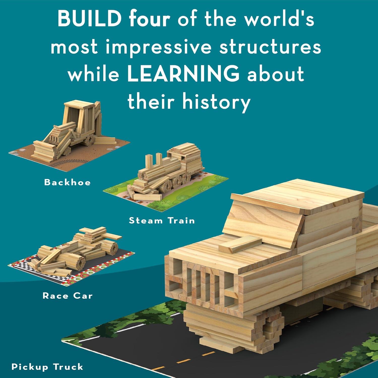 imageMindWare KEVA Models Vehicles 154 Wooden Building Planks ampamp StepbyStep Instructions to Build Iconic Vehicles