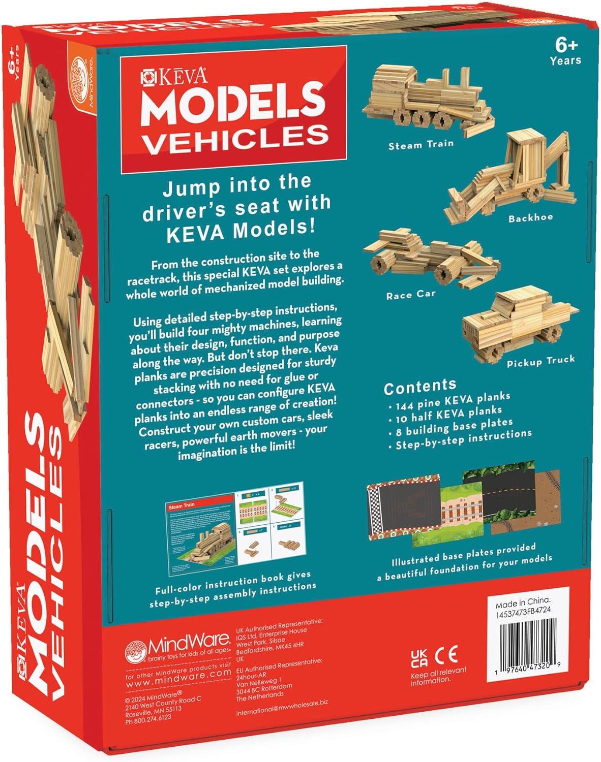 imageMindWare KEVA Models Vehicles 154 Wooden Building Planks ampamp StepbyStep Instructions to Build Iconic Vehicles