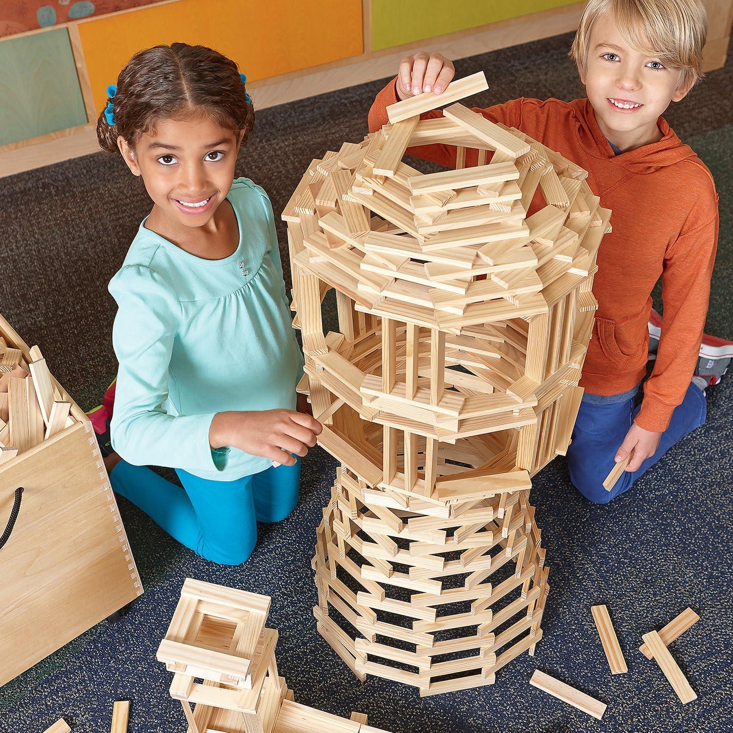 imageMindWare KEVA Structures 600 Planks FreeForm 3D Building kit for Kids Create Your own Architecture Designs with Simple Wood Blocks