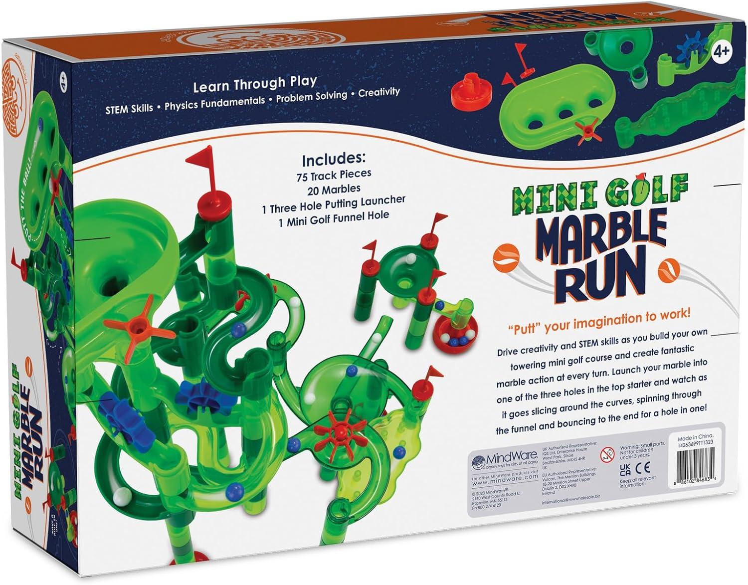 imageMindWare Marble Run Mini Golf Building Toys for Kids Ages 48 Unique Twist on Classic Marble Run for Kids Ages 48 Marble Maze Includes 75 Track Pieces 20 Marbles and Exciting New Components