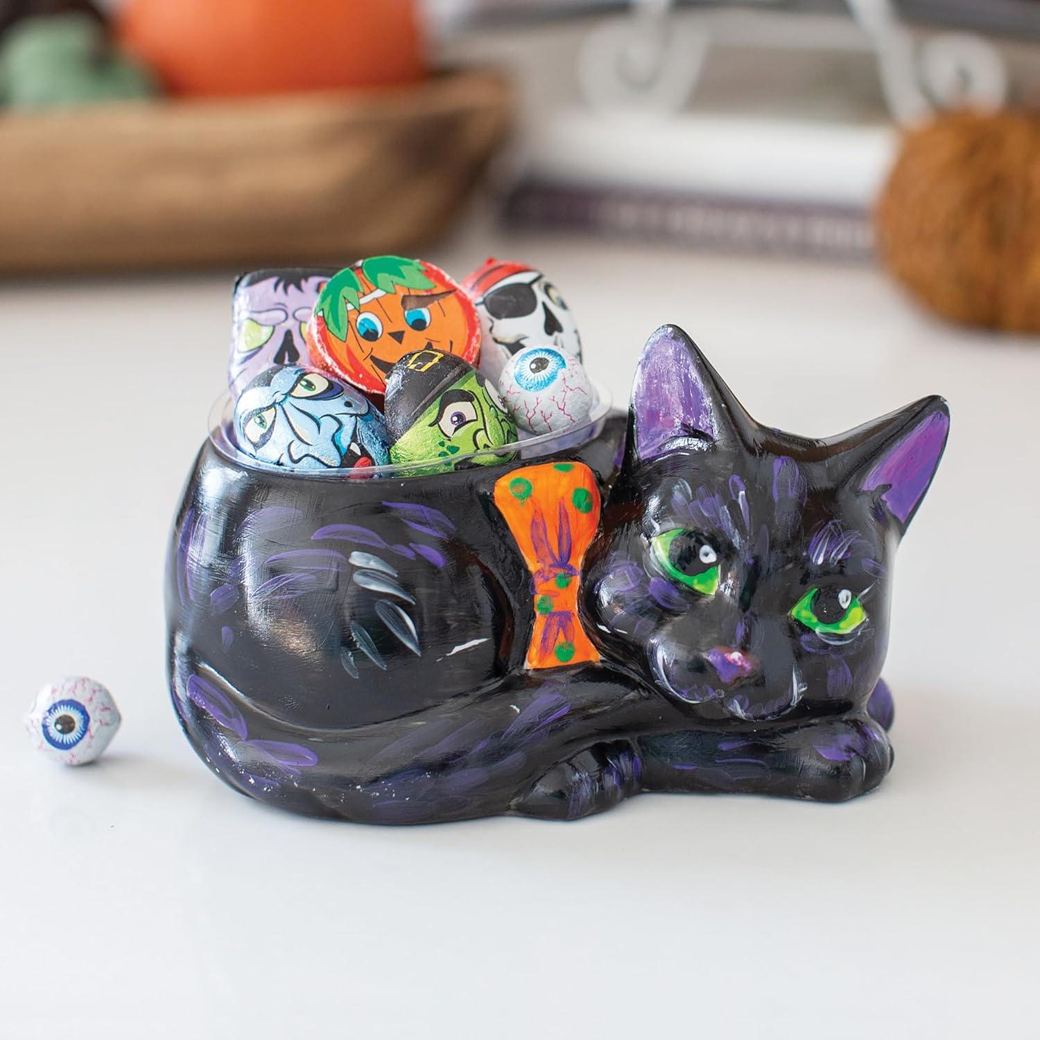 imageMindWare Paint Your Own Cat Dish Porcelain Painting Figures for Kids Teens ampamp Adults Ages 8 ampamp Up Includes 12 Paints and 2 Brushes