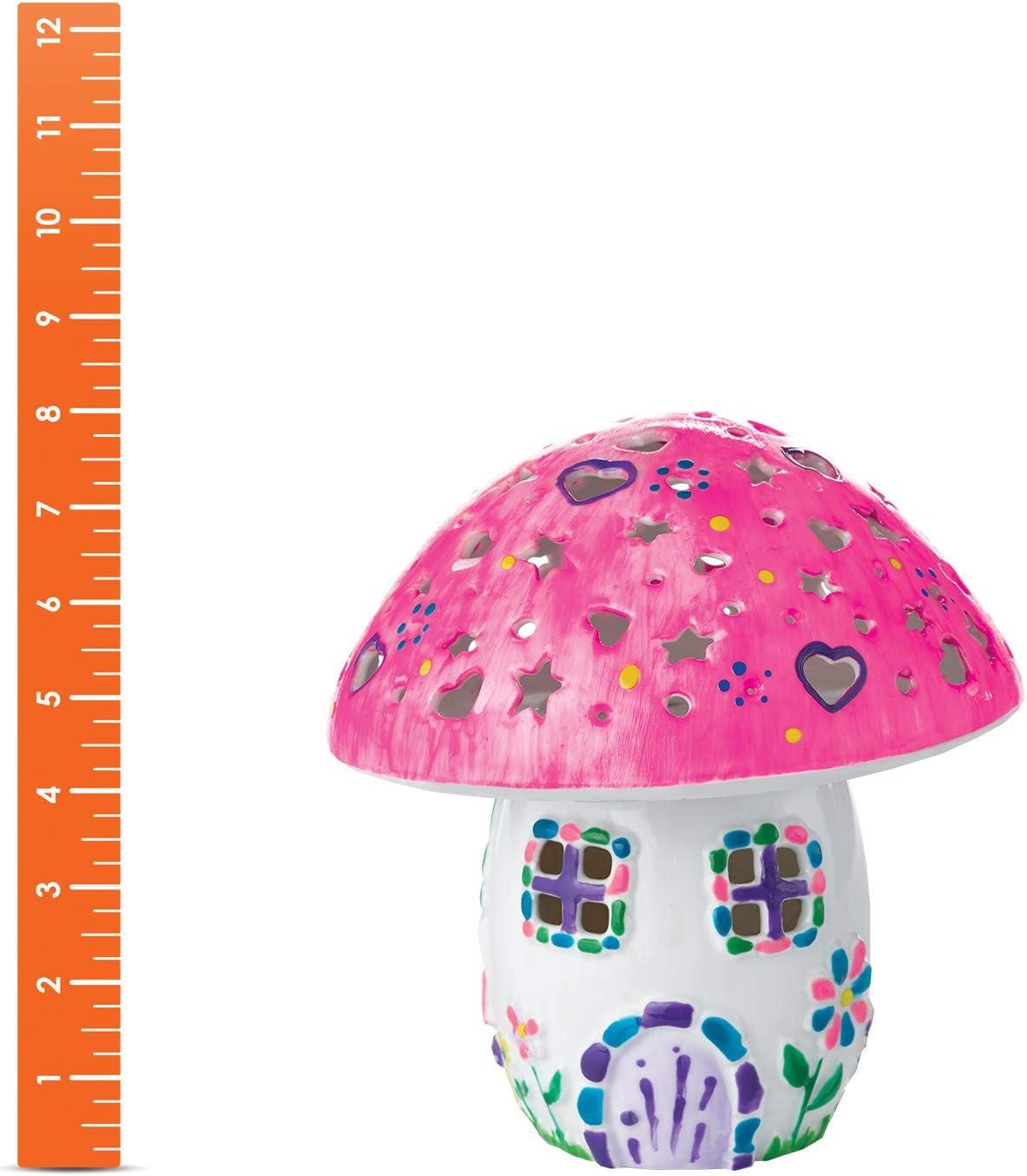 imageMindWare Paint Your Own Fairy Mushroom House Light Craft Kit Includes 2 Tea Lights Paint Brushes and Instruction Guide