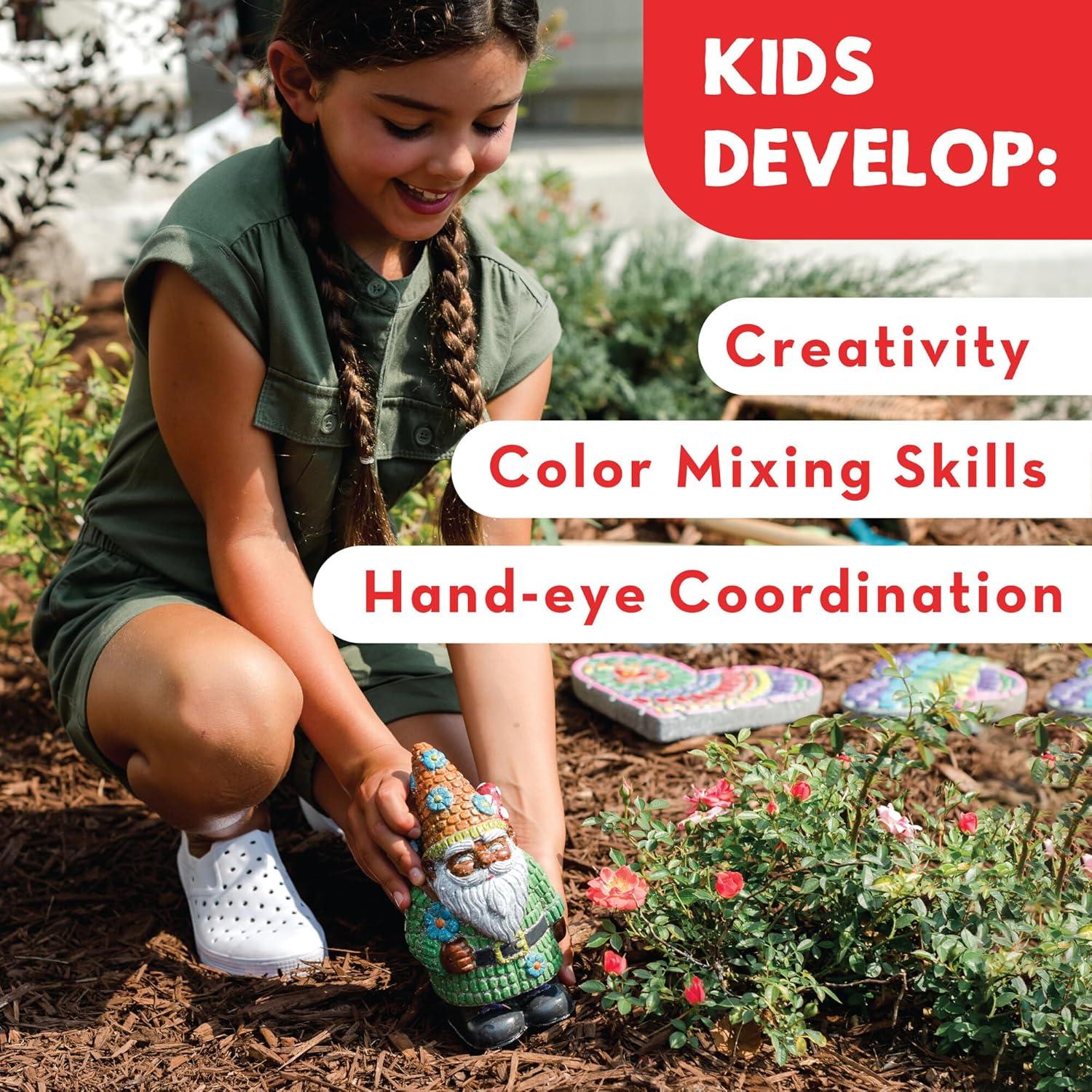 imageMindWare Paint Your Own Garden Stone Decor Gnome Includes WeatherResistant Paint Art Supplies Rock and Paintbrush