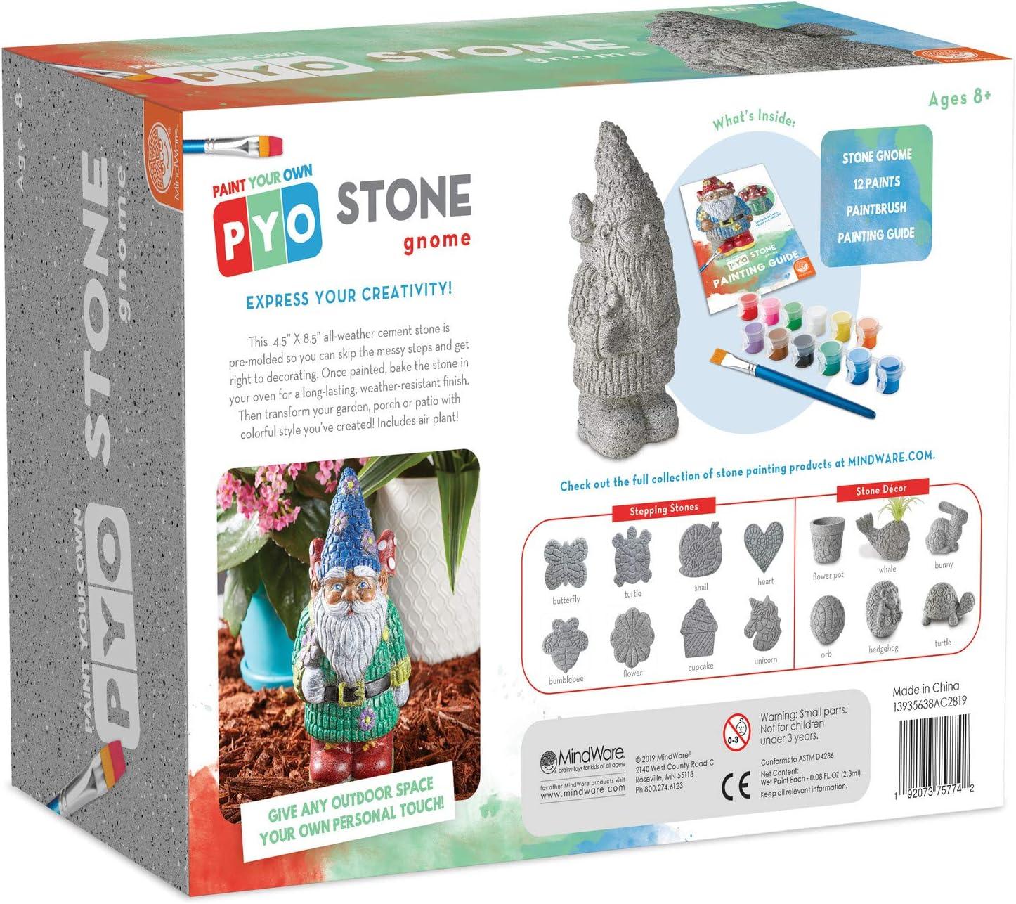 imageMindWare Paint Your Own Garden Stone Decor Gnome Includes WeatherResistant Paint Art Supplies Rock and Paintbrush