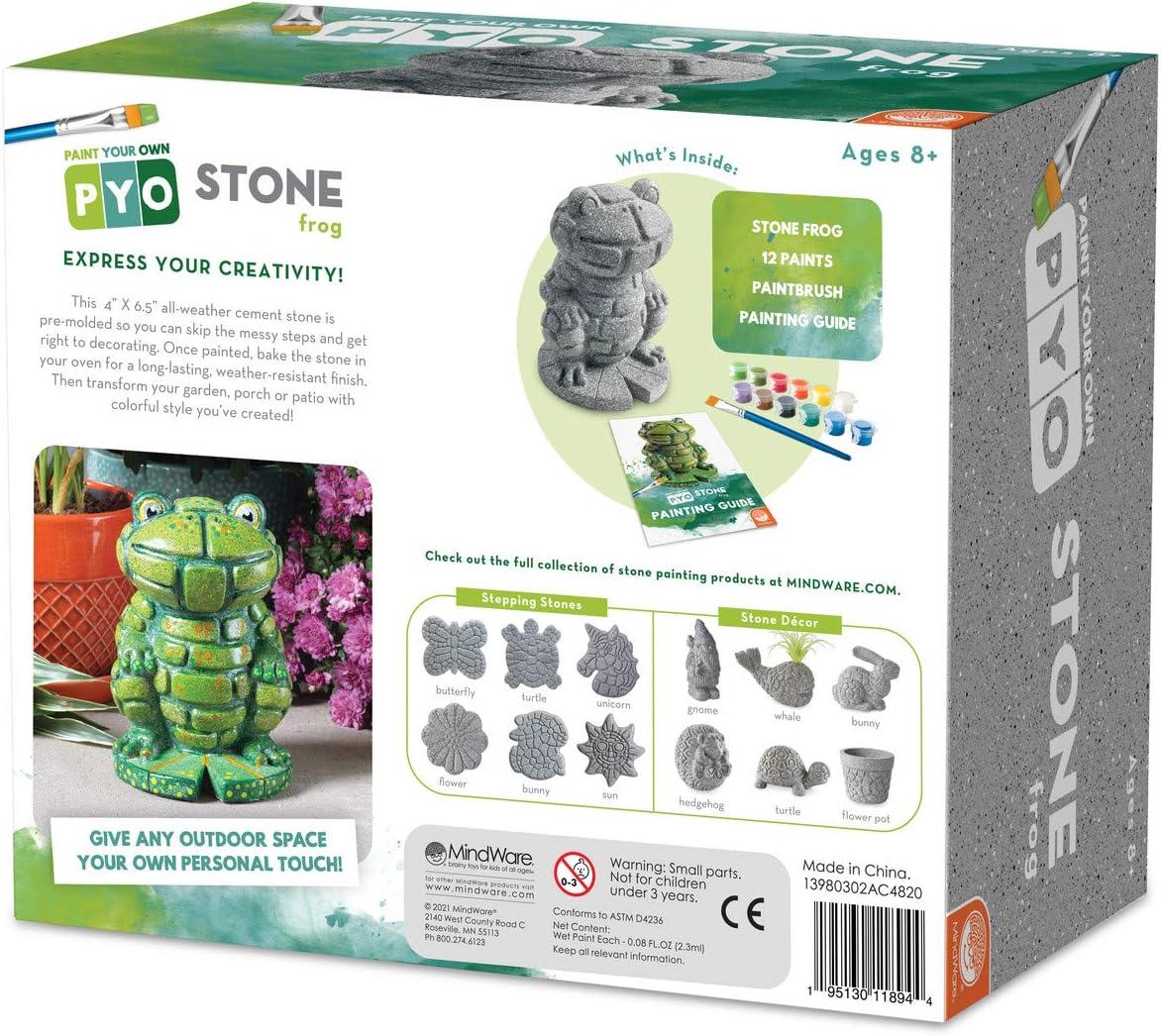 imageMindWare Paint Your Own Mosaic Frog Craft Kit Includes WeatherResistant Stone Frog Paint and Brush Ages 8 and Up