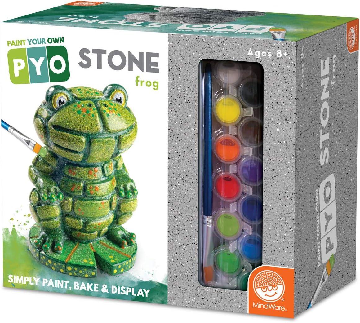 imageMindWare Paint Your Own Mosaic Frog Craft Kit Includes WeatherResistant Stone Frog Paint and Brush Ages 8 and Up