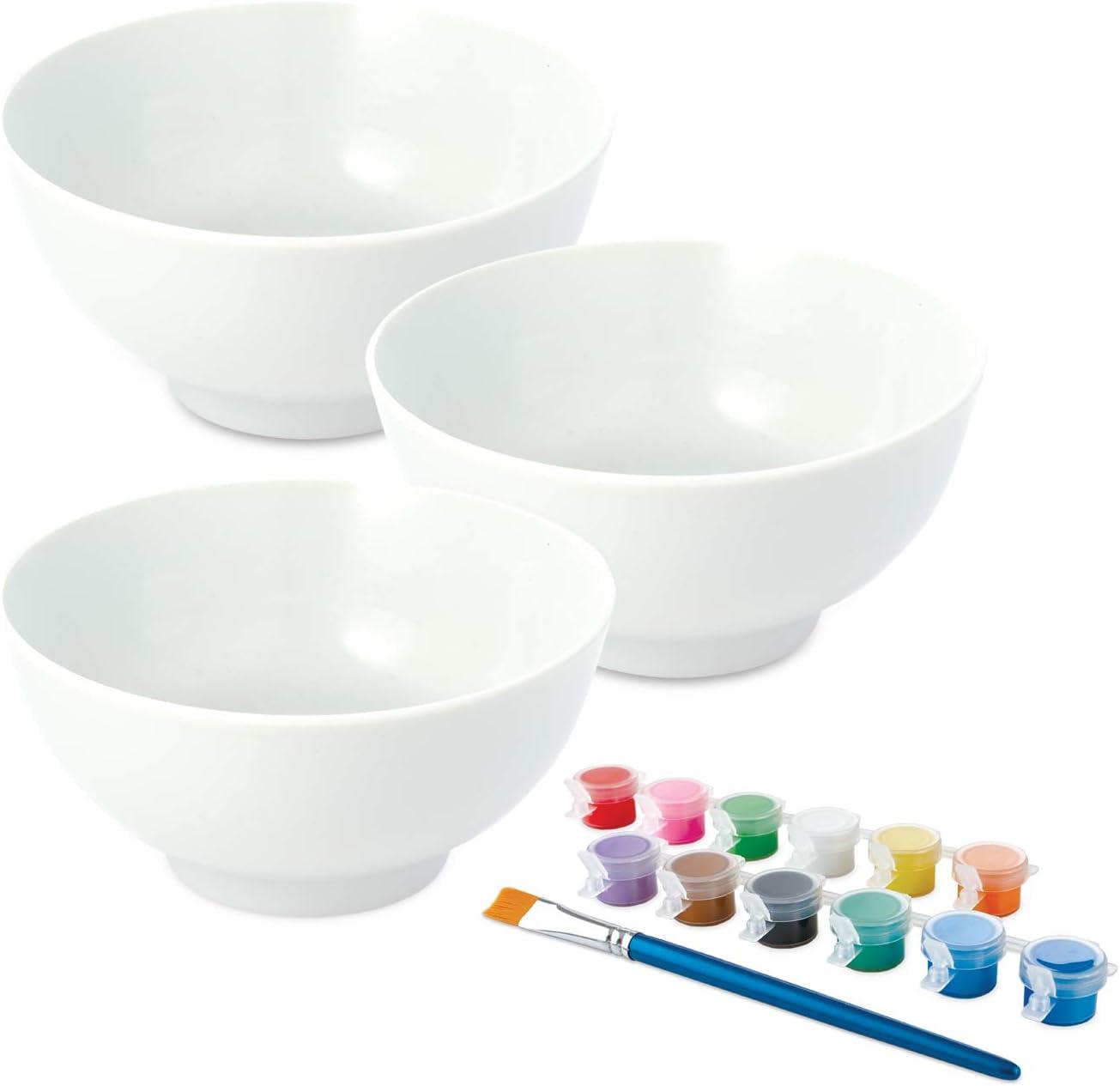 imageMindWare Paint Your Own Porcelain Vases ampamp Bowls Kids Painting Kit Set of 2 Porcelain Paint Kit with Art Supplies Includes 3 Bowls 3 Vases 24 Paints 2 Paintbrushes and Painting Guides Ages 8