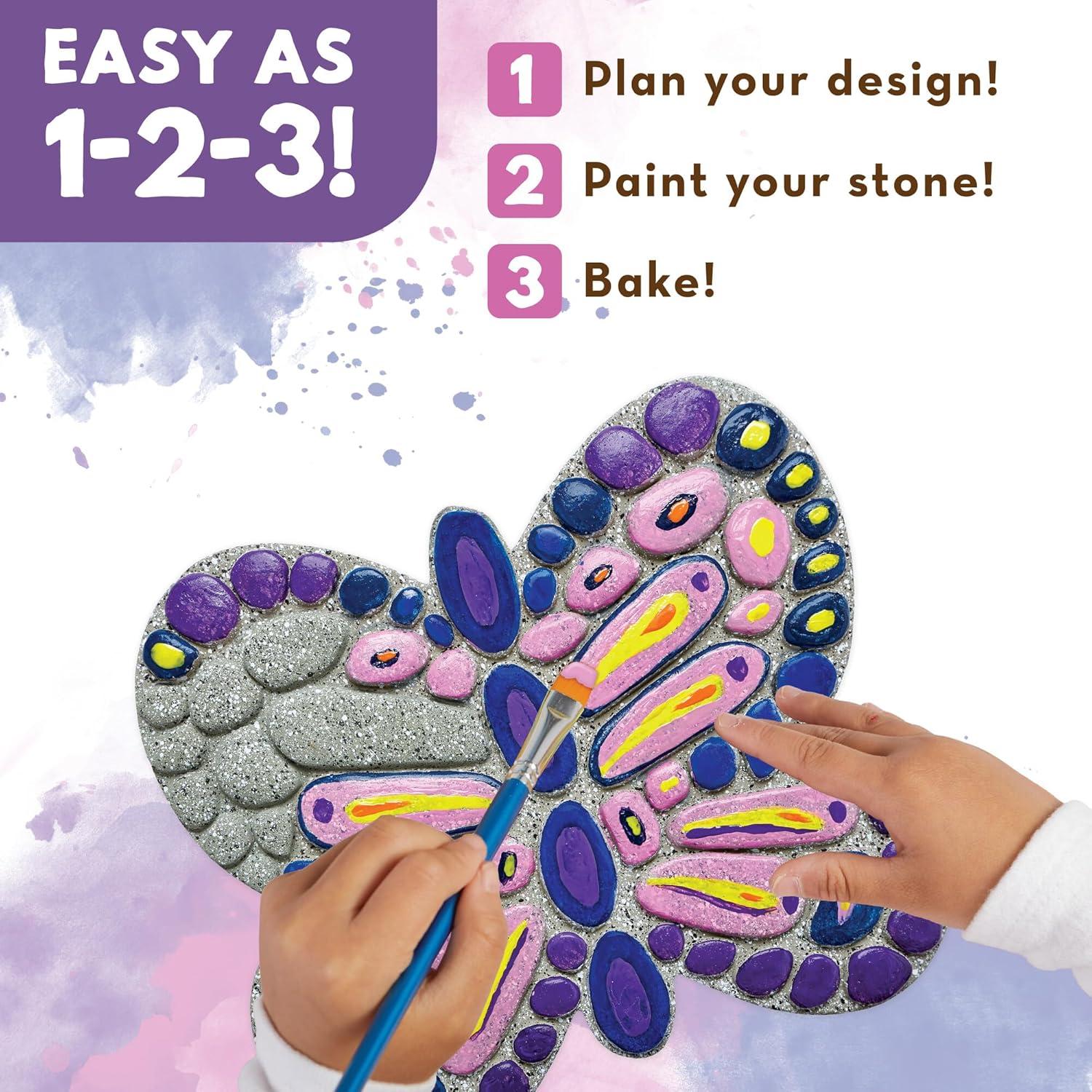 imageMindWare Paint Your Own Stepping Stone Butterfly Rock Painting Kit Stepping Stones Crafts for Kids Ages 8 ampamp up