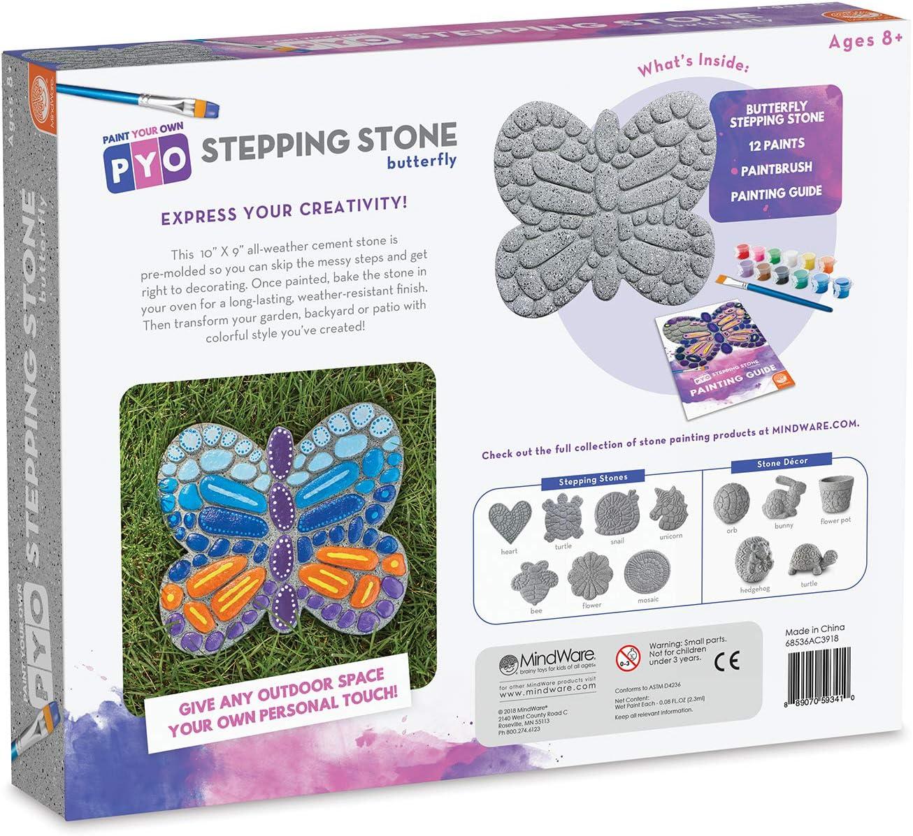 imageMindWare Paint Your Own Stepping Stone Butterfly Rock Painting Kit Stepping Stones Crafts for Kids Ages 8 ampamp up