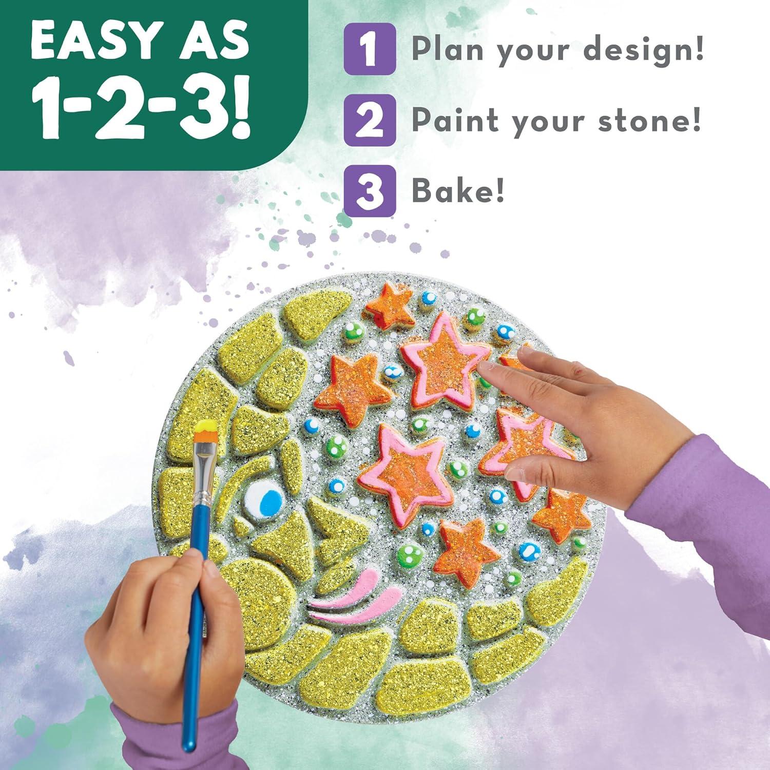imageMindWare Paint Your Own Stepping Stone Kit Mosaic Moon and Stars Kits Include Paint and Brushes