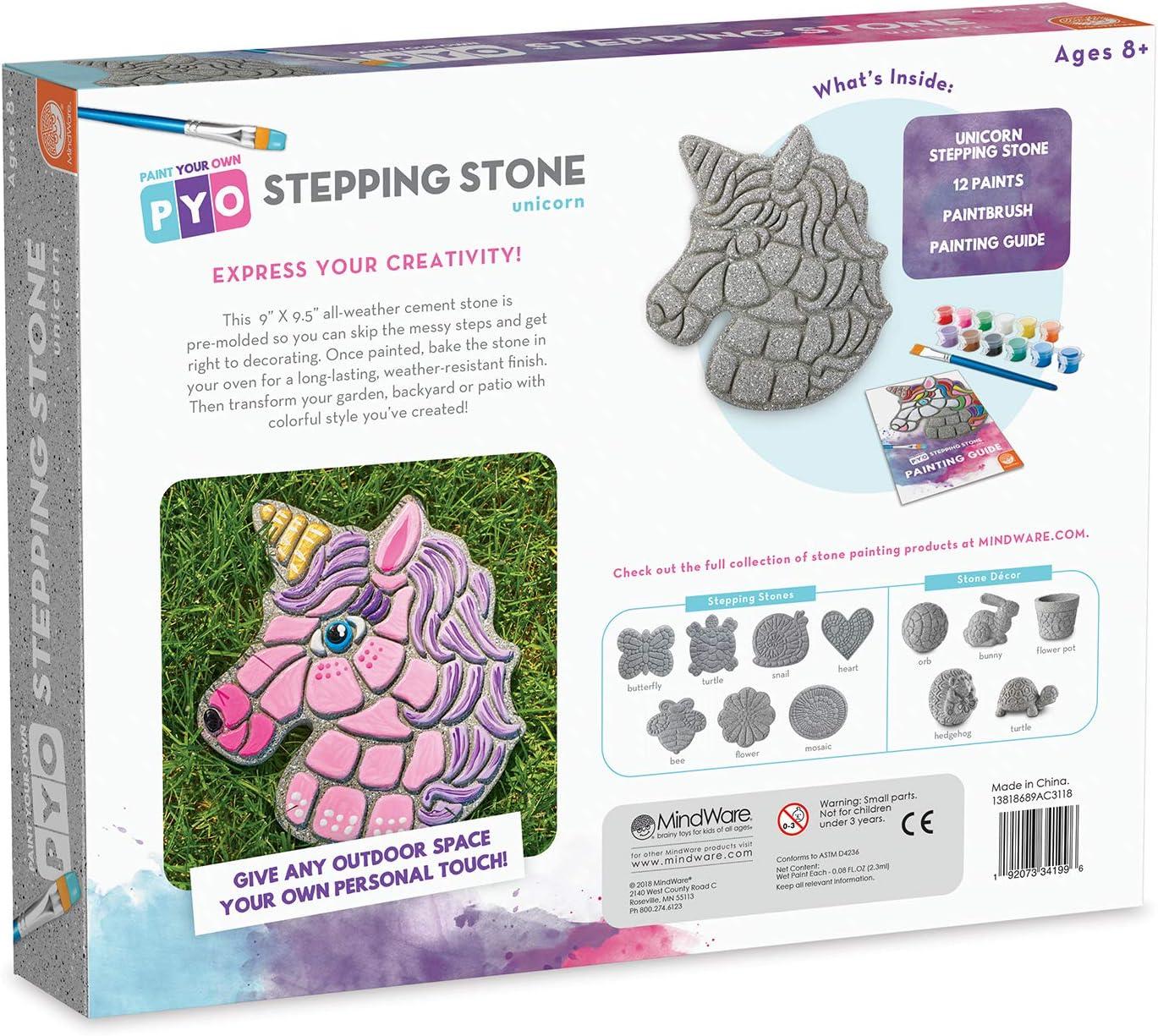 imageMindWare Paint Your Own Stepping Stone Unicorn Kit Includes Weather Proof Stone Paint and Brushes