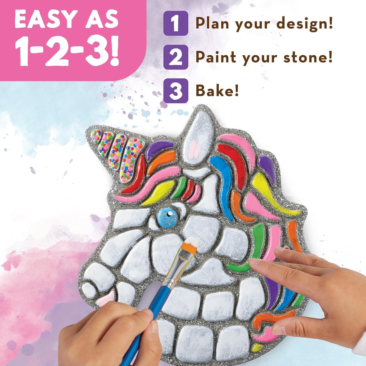 imageMindWare Paint Your Own Stepping Stone Unicorn Kit Includes Weather Proof Stone Paint and Brushes