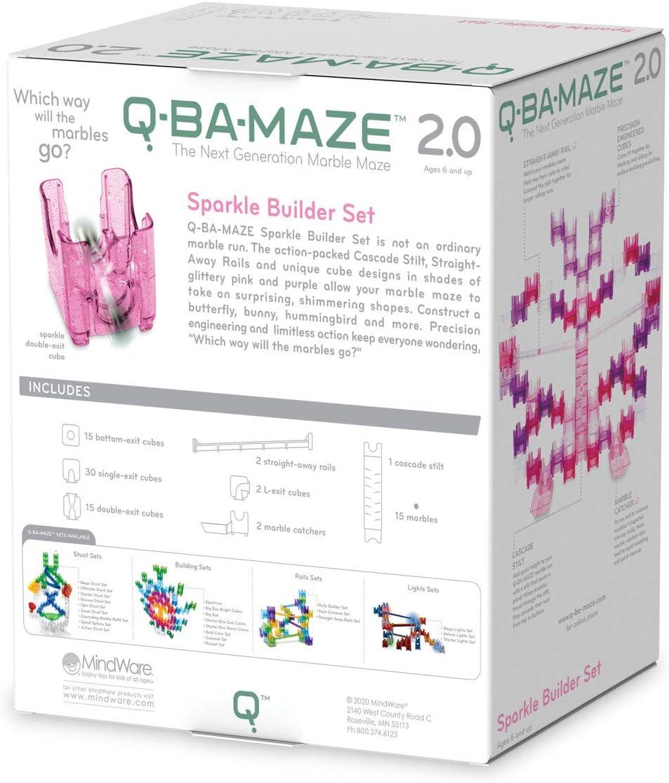 imageMindWare QBAMaze Sparkle Builder Set Glitter ampamp Pink FreeForm MarbleRun Mazes for Boys ampamp Girls Exciting Building Toys That Kids Teens ampamp Adults can Enjoy Together