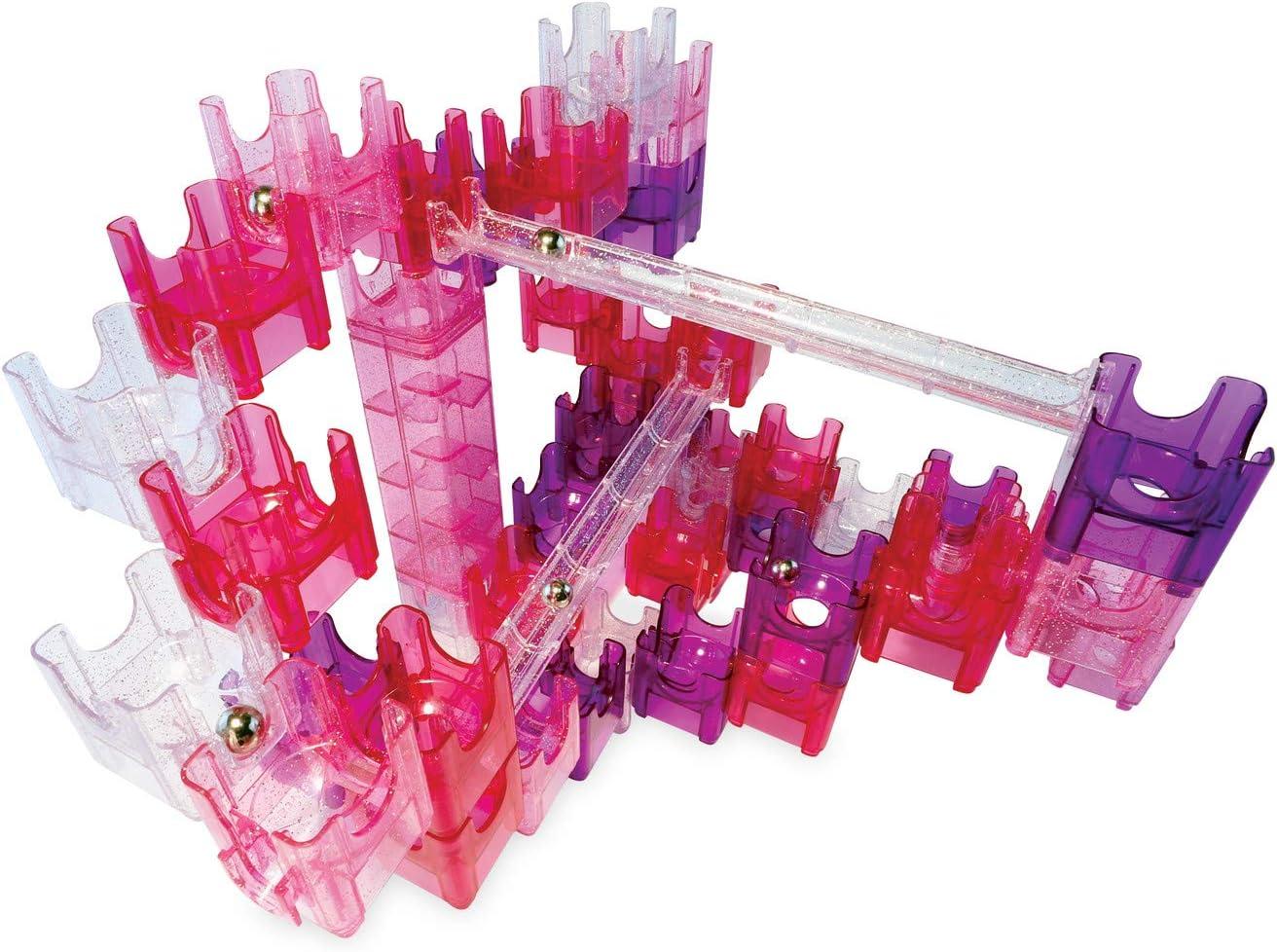 imageMindWare QBAMaze Sparkle Builder Set Glitter ampamp Pink FreeForm MarbleRun Mazes for Boys ampamp Girls Exciting Building Toys That Kids Teens ampamp Adults can Enjoy Together