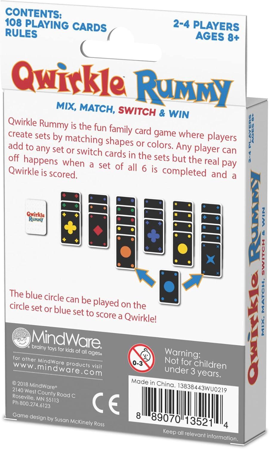 imageMindWare Qwirkle Rummy Card Game Strategy Games for Adults and Family Fun Family Games ampamp Party Games for Adults Match Shapes ampamp Colors Score Qwirkles to Win Ages 8 and Up