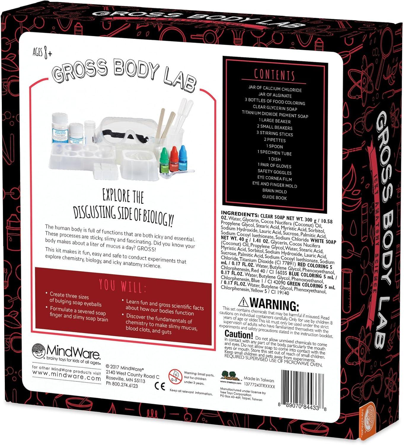 imageMindWare Science Academy Gross Body Lab Gross Science Kit For Kids With 5 Anatomy Projects Like Squishy Human Body Slime Gift For 8 Year Olds and Up