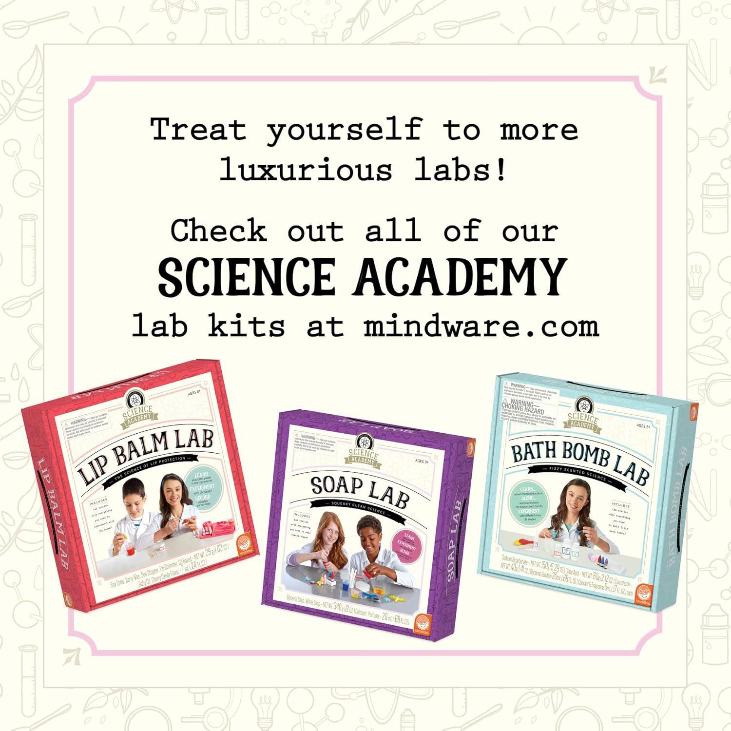 imageMindWare Science Academy Lava Lip Gloss Lab 33 Piece Lip Gloss Making Kit Make 3 DIY Lip Glosses