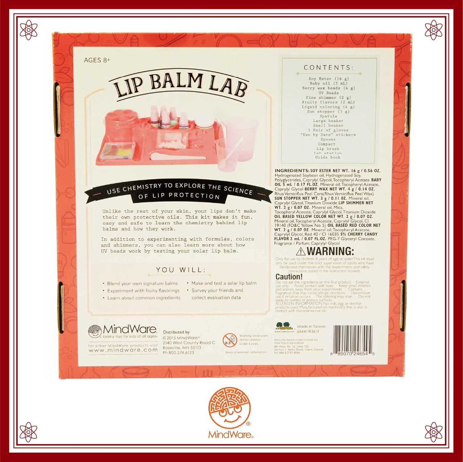 imageMindWare Science Academy Lip Balm Lab Kit Includes 18pcs for DIY Lip Balms to Teach Kids ampamp Teens Cosmetic Chemistry