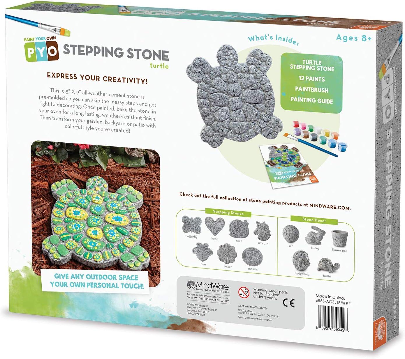 imageMindWare Turtle Stepping Stone Kit Paint Your Own Stepping Stones for Kids Craft Kit Includes Paint Brushes and Instructions
