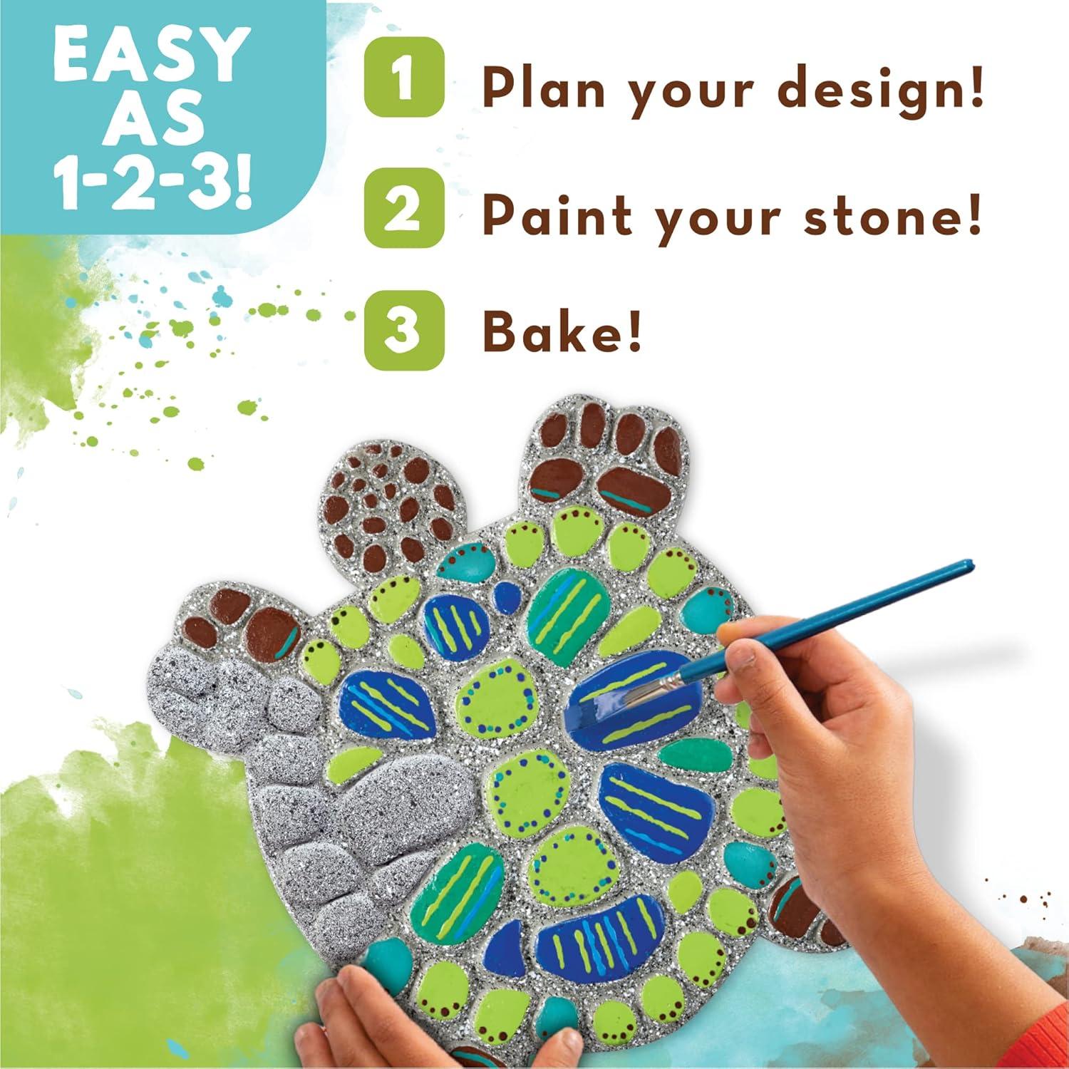 imageMindWare Turtle Stepping Stone Kit Paint Your Own Stepping Stones for Kids Craft Kit Includes Paint Brushes and Instructions