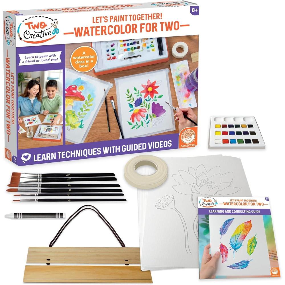 imageMindWare Creative Watercolor for Two Paint Set Guided Video Art Kit with Brushes Paints and Paper for Shared Painting Creative Art Activity for Kids Ages 8 and Up Art Gift for Kids