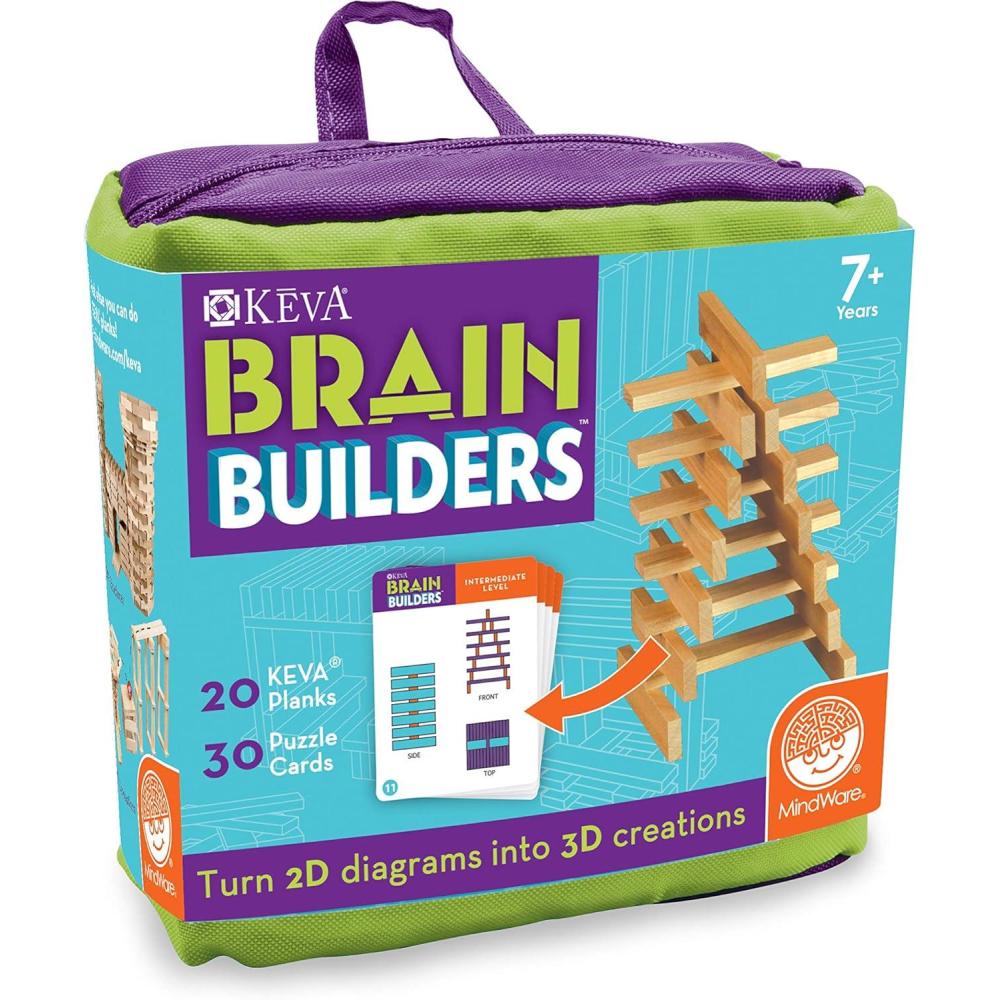 imageMindWare KEVA Brainbuilders 3D brain building STEM challenges for boys ampamp girls Try to build the image Practice spatial thinking 20 planks ampamp 30 puzzles