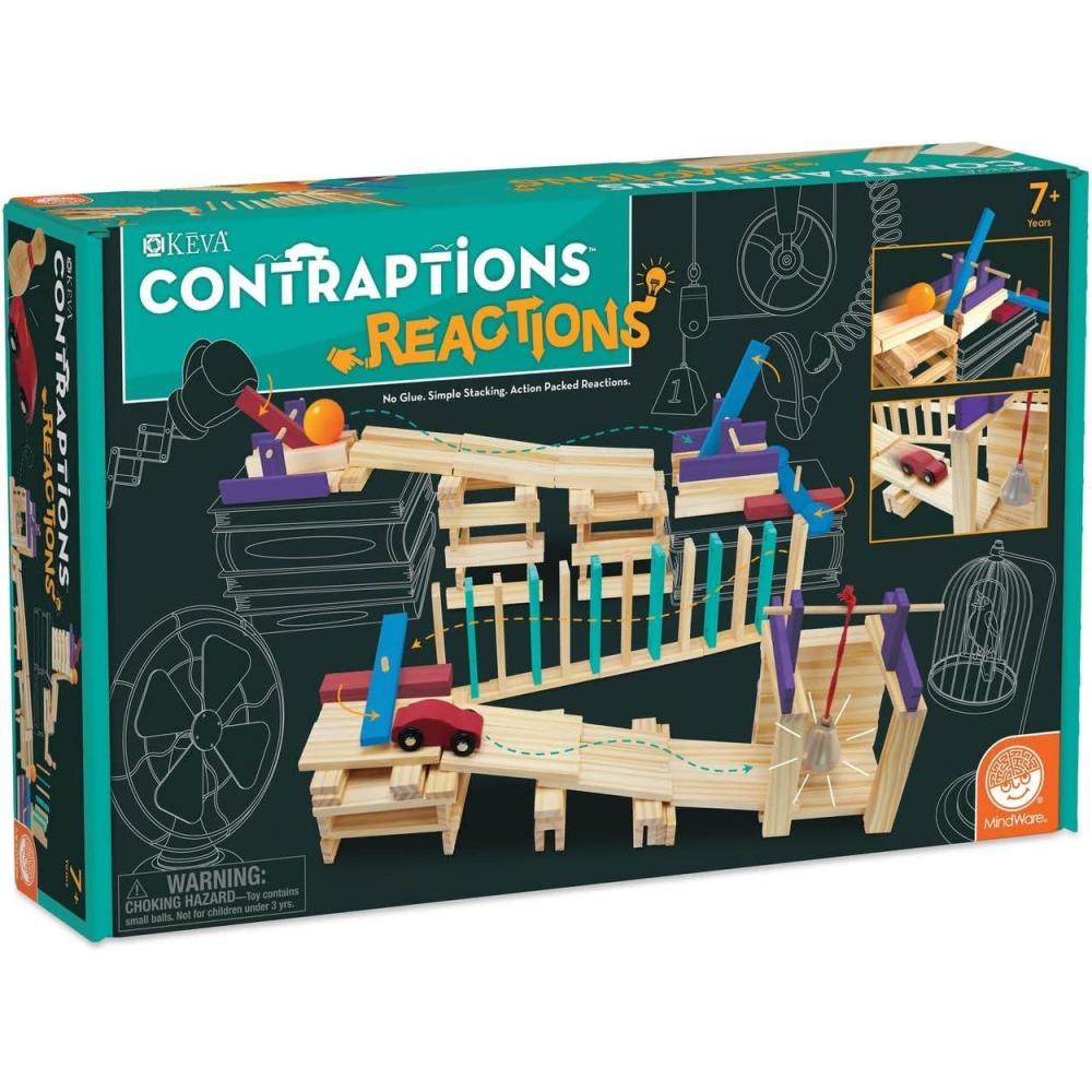 imageMindWare KEVA Contraptions Reactions Planks Building Toy 178 KEVA Building Planks 191 Piece Set FreeForm Wood Building Set for Kids to Create Their Own Ball Maze Ages 7 ampamp Up