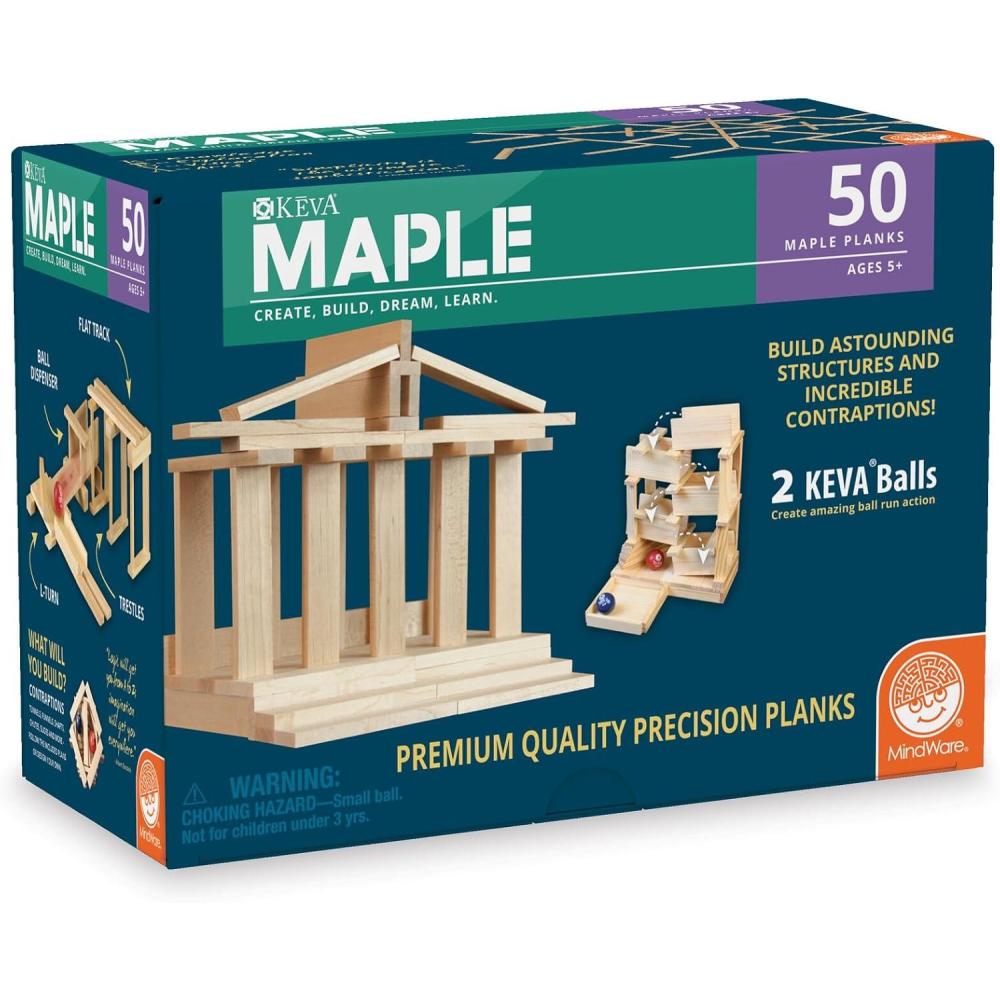 imageMindWare KEVA Maple 50 Planks FreeForm 3D Building for Kids Create Your own Architecture Designs Wood Blocks