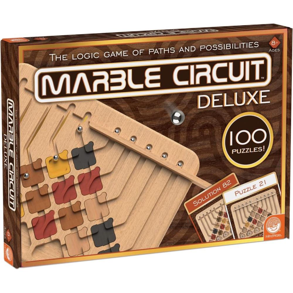 imageMindWare Marble Circuit Deluxe Brain Teaser Puzzles Logic Game for 1 Player Great Gift for Kids ampamp Adults Premium Marble Maze Game with 100 Brain Puzzles Ages 8