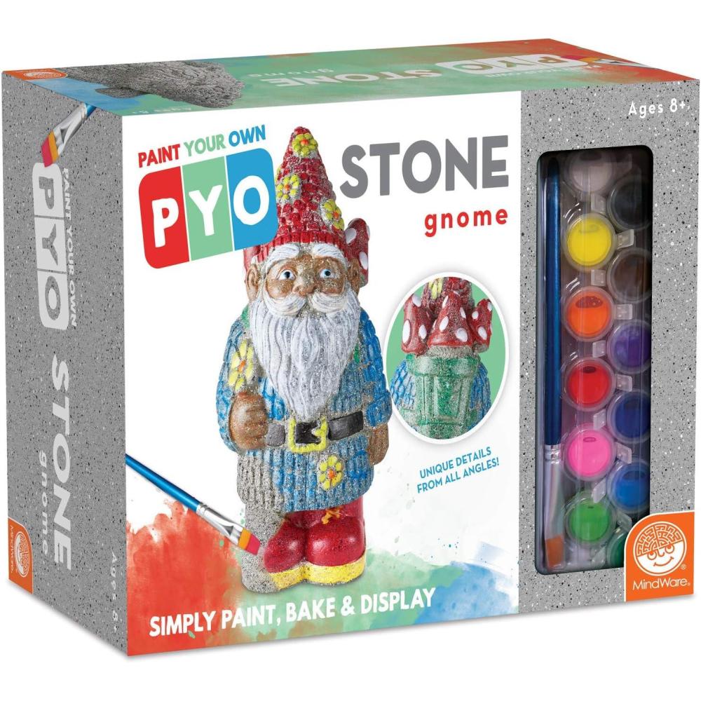imageMindWare Paint Your Own Garden Stone Decor Gnome Includes WeatherResistant Paint Art Supplies Rock and Paintbrush