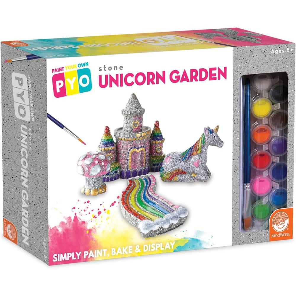 imageMindWare Paint Your Own Stone Unicorn Garden  WeatherResistant Garden Rocks Paint Kit for Kids  Includes Paint Brushes and Instructions  Ages 8 and Up