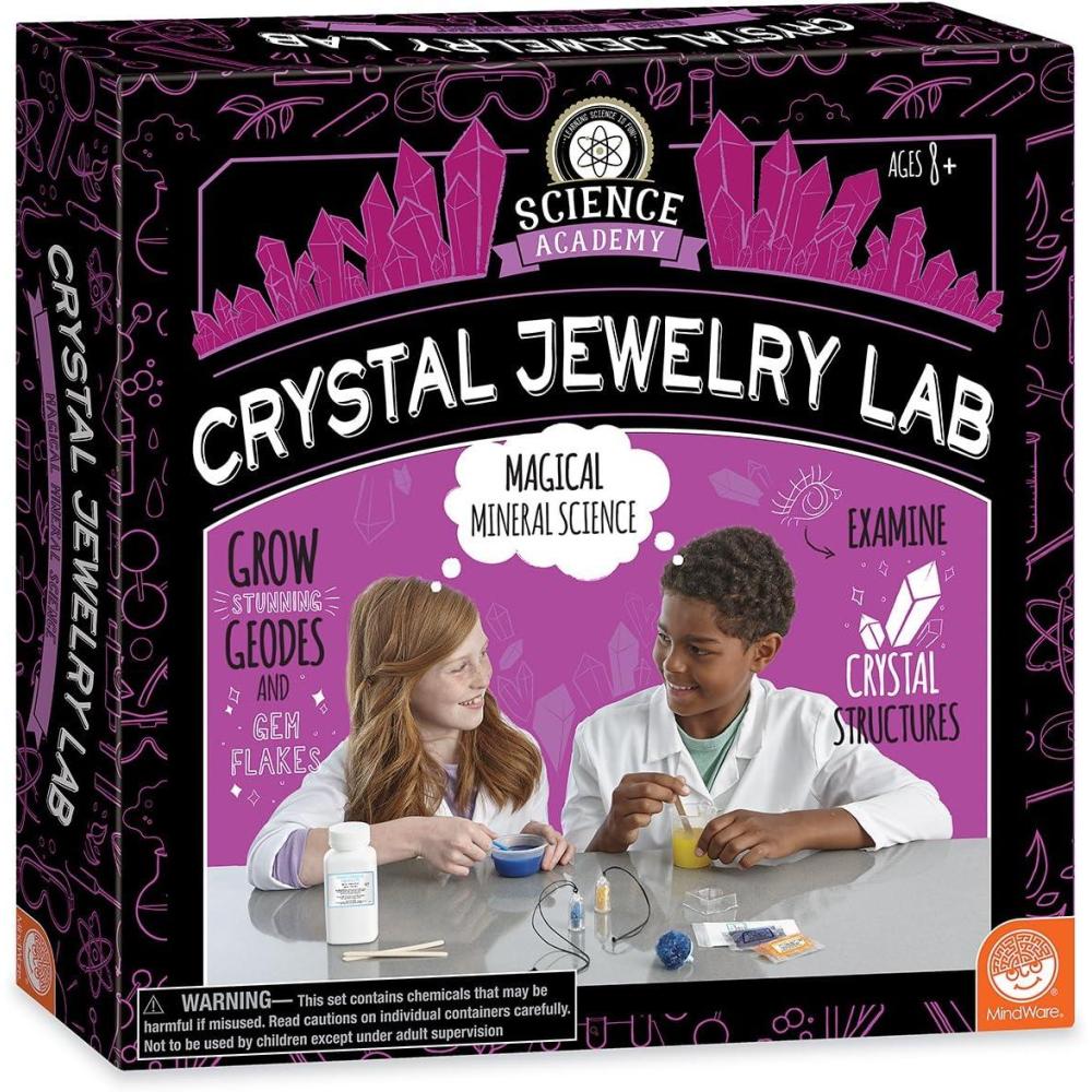 imageMindWare Science Academy Crystal Jewelry lab Kids ampamp Teens Grow 1 Crystal Ring and 2 Necklaces with Our 18pc Set Wild ampamp Weird Experiments for Boys ampamp Girls Great Educational Gift