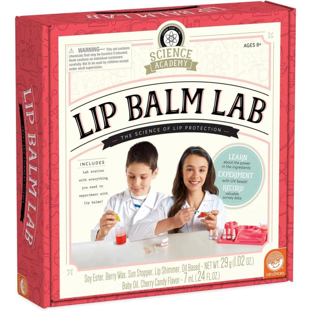imageMindWare Science Academy Lip Balm Lab Kit Includes 18pcs for DIY Lip Balms to Teach Kids ampamp Teens Cosmetic Chemistry