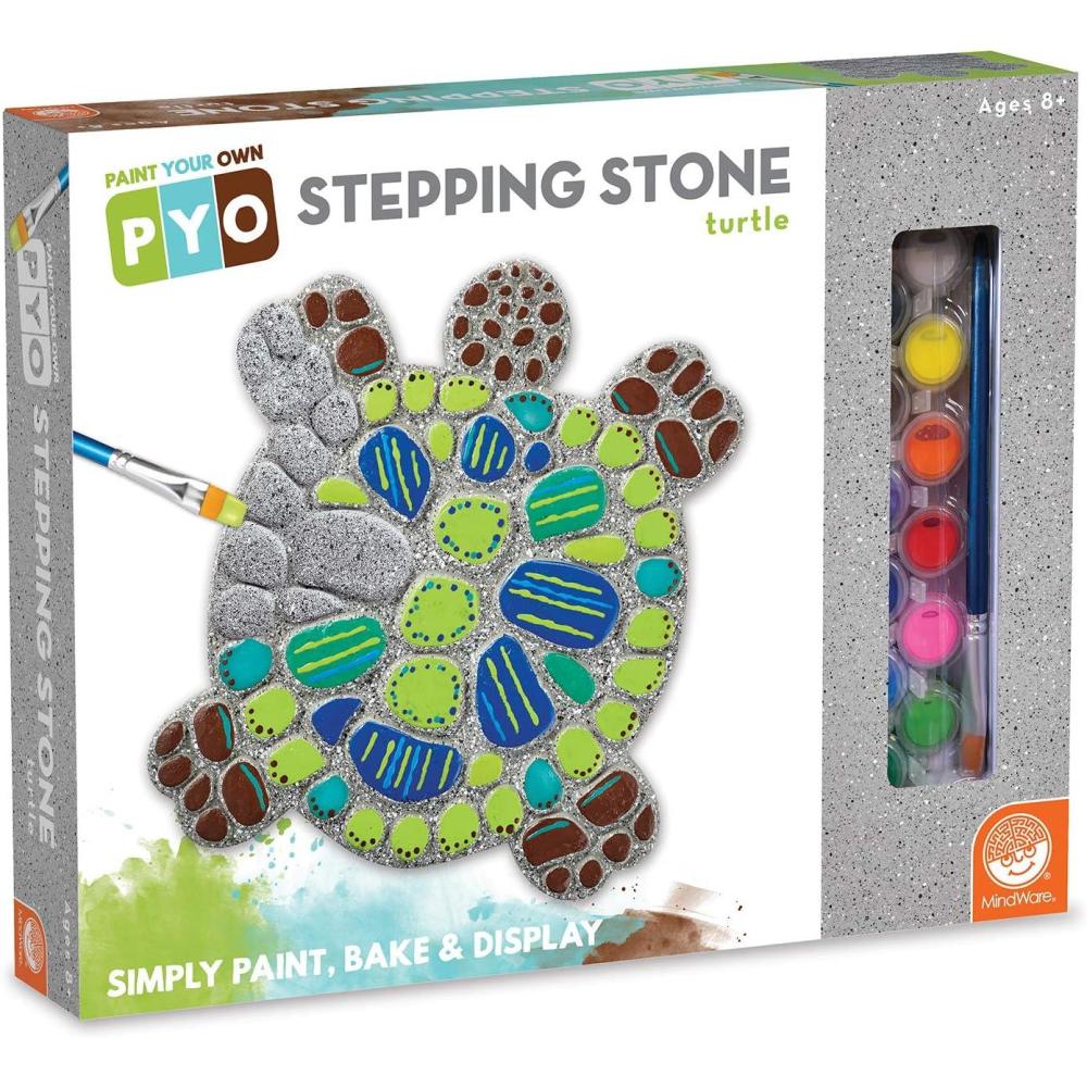 imageMindWare Turtle Stepping Stone Kit Paint Your Own Stepping Stones for Kids Craft Kit Includes Paint Brushes and Instructions